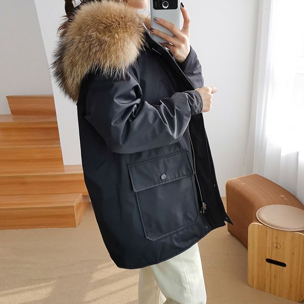 janveny double sided down jacket women long parka winter duck down coat hooded real raccoon fur female puffy feather overcoat c1204, Black
janveny double sided down jacket women long parka winter duck down coat hooded real raccoon fur female puffy feather overcoat c1204, Black