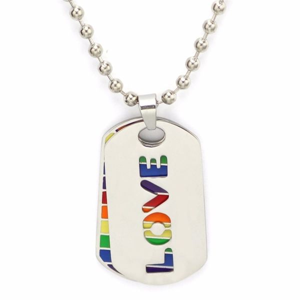 double layer lgbt necklace pendant stainless steel pride love rainbow dog tags women party jewelry silver plated kolye ketting y200730
double layer lgbt necklace pendant stainless steel pride love rainbow dog tags women party jewelry silver plated kolye ketting y200730