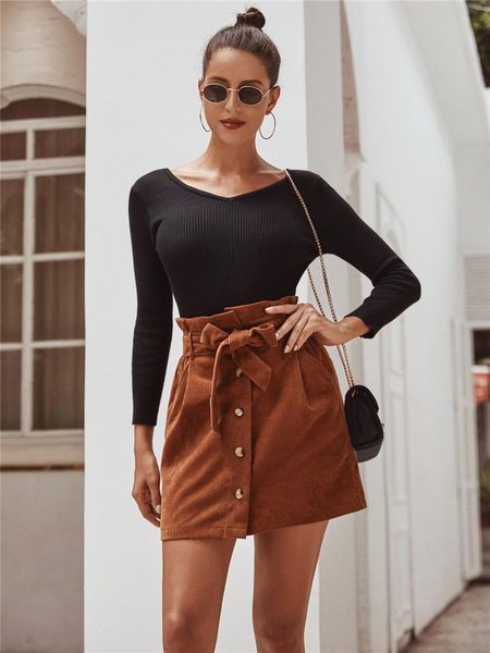 lady short skirt female autumn corduroy button belt sweet high waist a-line mini skirt vintage casual korean women chic sashes, Black
lady short skirt female autumn corduroy button belt sweet high waist a-line mini skirt vintage casual korean women chic sashes, Black