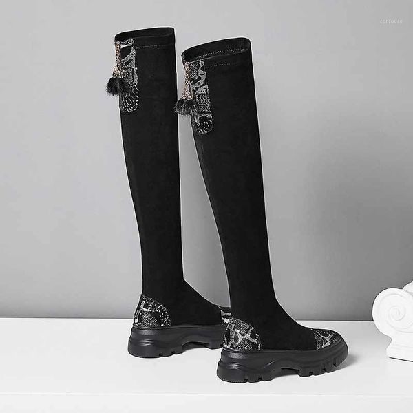 thigh high boots women high heels shoes mixed colors snake thick bottom stretch boots round toe over-the-knee1, Black
thigh high boots women high heels shoes mixed colors snake thick bottom stretch boots round toe over-the-knee1, Black