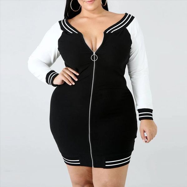plus size dress 2021 women zipper v neck mini dress long sleeve slim fit sheath one shoulder holiday party size xl, Black;gray
plus size dress 2021 women zipper v neck mini dress long sleeve slim fit sheath one shoulder holiday party size xl, Black;gray