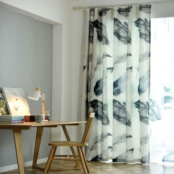 european minimalist living room curtains. semi-shade feather print curtain + tulle. natural fashion print. customizable
european minimalist living room curtains. semi-shade feather print curtain + tulle. natural fashion print. customizable