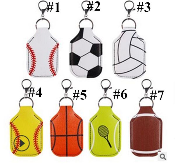 Baseball Softball Ball Games Keychain Sanitizer Holder Hand Wash Gel Bottle Case Metal Clip Key Rings Key Chain Bag Pendant Toys E121001