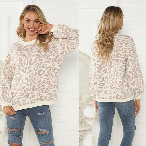 women winter autumn crew neck knit sweater casual long sleeve leopard pullover1, White;black
women winter autumn crew neck knit sweater casual long sleeve leopard pullover1, White;black