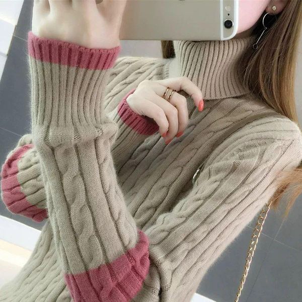 jmprs turtleneck women knit sweater warm pullover loose long sleeve jumper fall fashion korean high collar girls new 2021, White;black
jmprs turtleneck women knit sweater warm pullover loose long sleeve jumper fall fashion korean high collar girls new 2021, White;black
