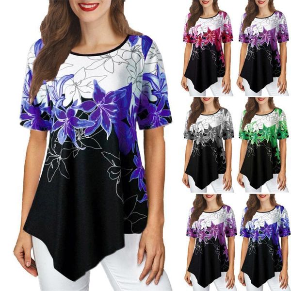 2020 women's loose irregular print short-sleeve shirt green light green gray purple leaf print t-shirt women1, White
2020 women's loose irregular print short-sleeve shirt green light green gray purple leaf print t-shirt women1, White