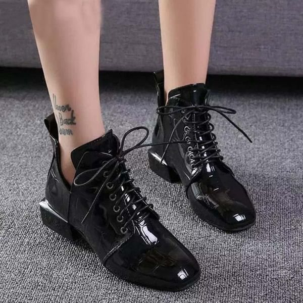 boots women shoes autumn ankle patent leather lace up ladies square toe fashion black low heels female footwear
boots women shoes autumn ankle patent leather lace up ladies square toe fashion black low heels female footwear