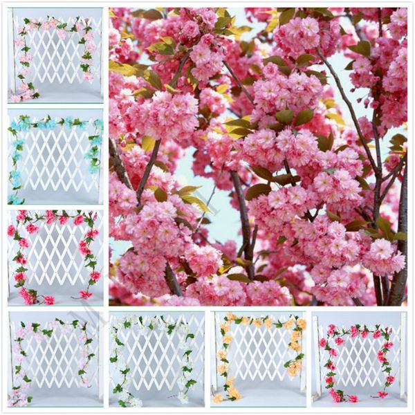2.3m artificial flowers cherry blossom sakura cane artificial vine for wedding decorations wall mounted flower string
2.3m artificial flowers cherry blossom sakura cane artificial vine for wedding decorations wall mounted flower string