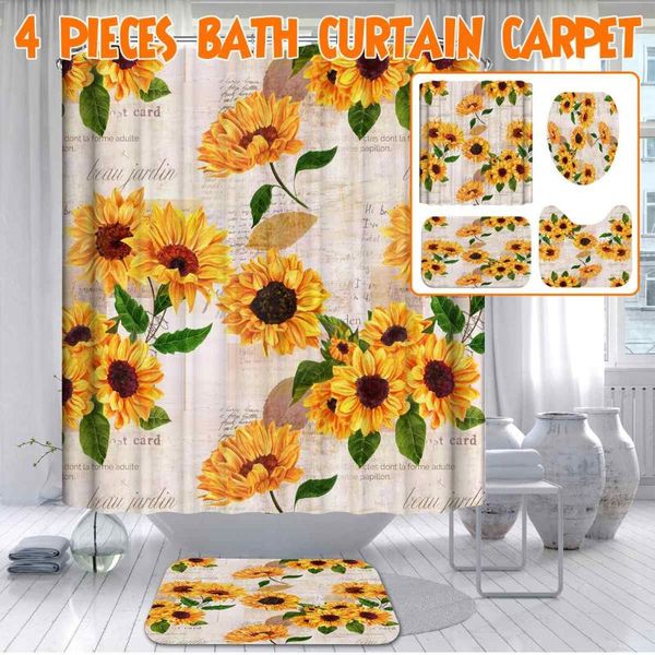 1/3/4 pcs sunflower printing shower curtain set non-slip rugs toilet cover and bath mat waterproof bathroom curtains home decor
1/3/4 pcs sunflower printing shower curtain set non-slip rugs toilet cover and bath mat waterproof bathroom curtains home decor