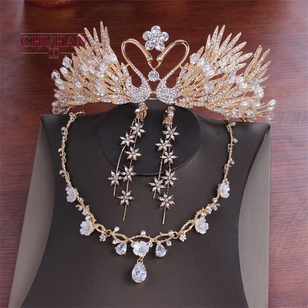 chuhan luxury crystal bridal sets wedding cubic zircon crown tiaras earring choker necklace african beads jewelry j357 201222, Slivery;crystal
chuhan luxury crystal bridal sets wedding cubic zircon crown tiaras earring choker necklace african beads jewelry j357 201222, Slivery;crystal