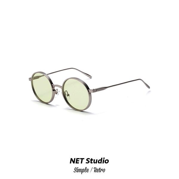 net studio / metal decorative round olive green sunglasses for men and women, White;black
net studio / metal decorative round olive green sunglasses for men and women, White;black