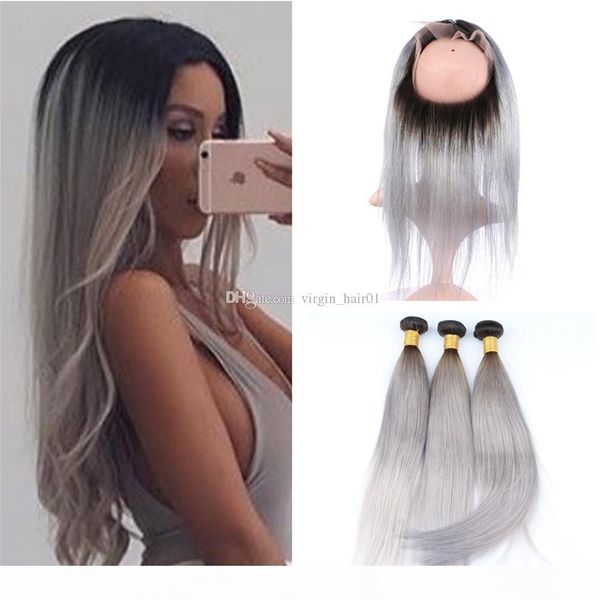 silver grey dark root ombre hair with 360 lace frontal closure two tone #1b grey ombre silky straight virgin human hair bundles, Black;brown
silver grey dark root ombre hair with 360 lace frontal closure two tone #1b grey ombre silky straight virgin human hair bundles, Black;brown