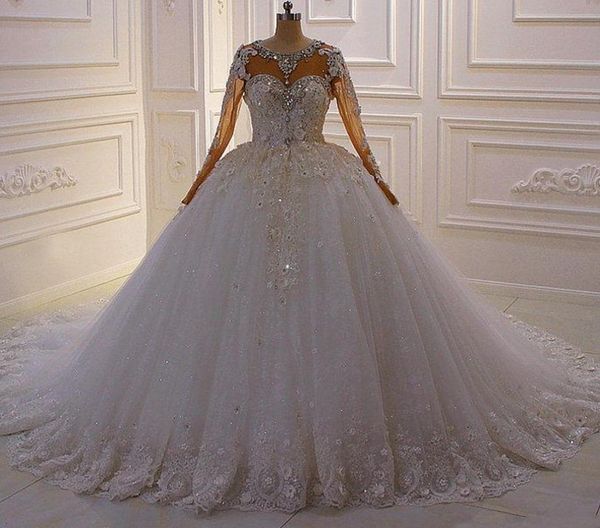luxury illusion neck arabic dubai wedding dress lace appliques bridal gown with crysyals plus size vestido de noiva custom made 2022, White
luxury illusion neck arabic dubai wedding dress lace appliques bridal gown with crysyals plus size vestido de noiva custom made 2022, White