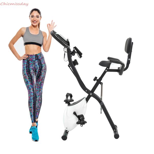 Us Stock Exercise Bike With 10-level Adjustable Resistance Fitness Upright And Recumbent Bike, Lcd Monitor, Arm Tension Straps Ms192236aak