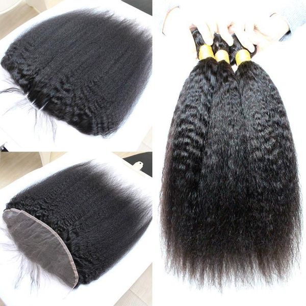 exquisite kinky straight virgin malaysian weaves closure 13x4 ear to ear full lace frontals closure with human hair bundles coarse yaki, Black 
exquisite kinky straight virgin malaysian weaves closure 13x4 ear to ear full lace frontals closure with human hair bundles coarse yaki, Black