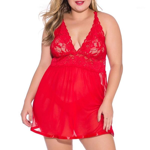 2pc lace mesh nightdress women lingerie hollow v neck nightgown sleepwear see through nightdress summer plus size nighty1, Black;red 
2pc lace mesh nightdress women lingerie hollow v neck nightgown sleepwear see through nightdress summer plus size nighty1, Black;red