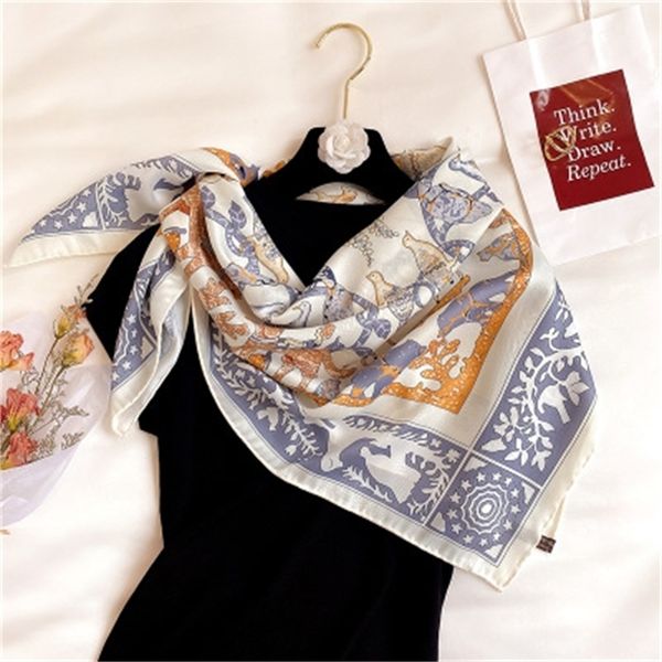 90*90cm new twill weave silk large square scarf female fashion decorative neckerchief oil painting shawl women 201218, Blue;gray
90*90cm new twill weave silk large square scarf female fashion decorative neckerchief oil painting shawl women 201218, Blue;gray