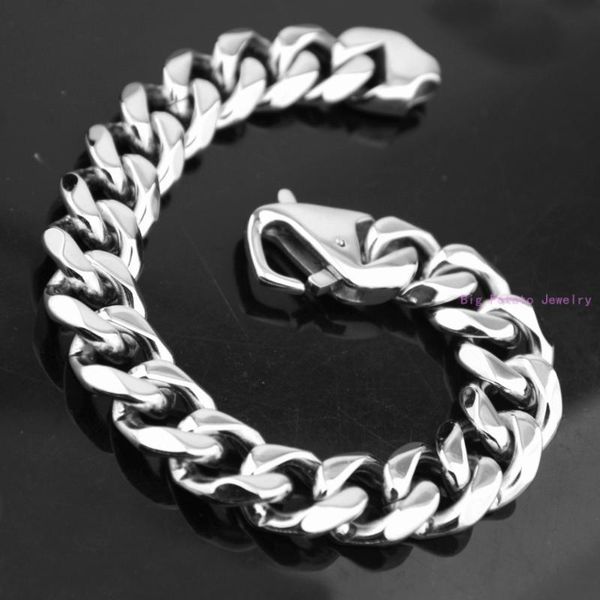 15mm high polishing silver color cuban curb link chain stainless steel bracelet 7-11inch biker men cuff jewelry, Black
15mm high polishing silver color cuban curb link chain stainless steel bracelet 7-11inch biker men cuff jewelry, Black