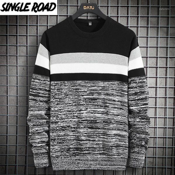 singleroad mens knitted sweater men 2020 winter striped patchwork sweaters pullover jumper harajuku korean black sweater men1, White;black
singleroad mens knitted sweater men 2020 winter striped patchwork sweaters pullover jumper harajuku korean black sweater men1, White;black