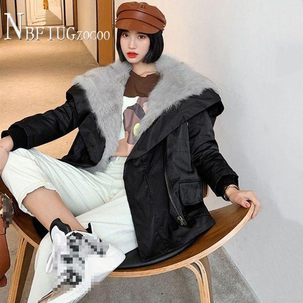 women's fur & faux lining with thick plush winter warm women parkas christmas year female overcoat, Black
women's fur & faux lining with thick plush winter warm women parkas christmas year female overcoat, Black