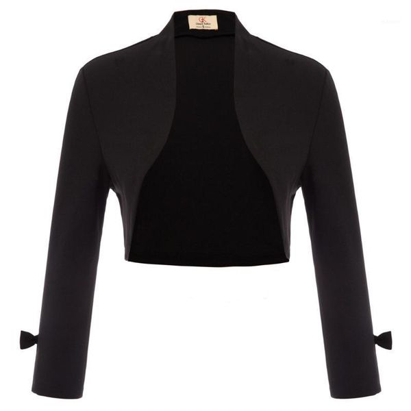 women coat elegant 9/10 sleeve open front irregular hem shrug bolero cropped length bow knot slim coats ladies new1, Black;brown
women coat elegant 9/10 sleeve open front irregular hem shrug bolero cropped length bow knot slim coats ladies new1, Black;brown