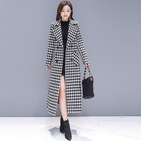 2021 new women's wool coat houndstooth plus size autumn new korean fashion bundled below the knee trellises jacket 51m 4zdj, Black
2021 new women's wool coat houndstooth plus size autumn new korean fashion bundled below the knee trellises jacket 51m 4zdj, Black