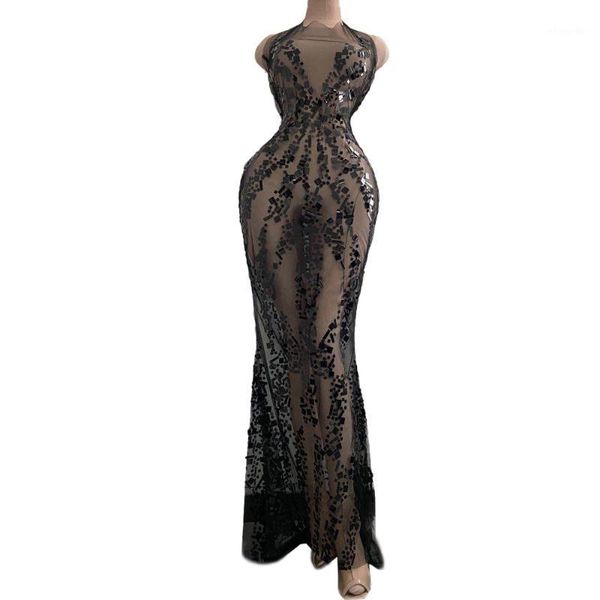 designer black sequin mesh perspective bodycon dress halter backless evening party long dress women singer stage outfits1, Black;gray
designer black sequin mesh perspective bodycon dress halter backless evening party long dress women singer stage outfits1, Black;gray