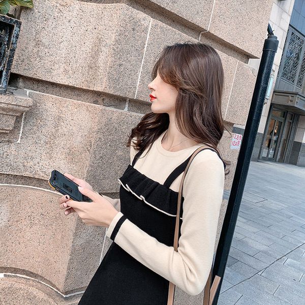 new spring 2021 chic vintage style splicing long sleeve two thin pieces the short neck crocheted y241 9twu, Black;gray
new spring 2021 chic vintage style splicing long sleeve two thin pieces the short neck crocheted y241 9twu, Black;gray