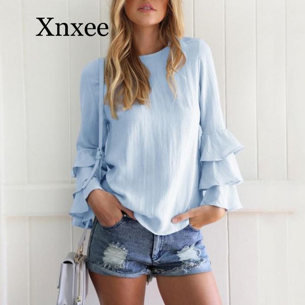 women's blouses & shirts baby blue solid summer fashion women folding sleeve long ladies casual party club plus size s-5xl, White