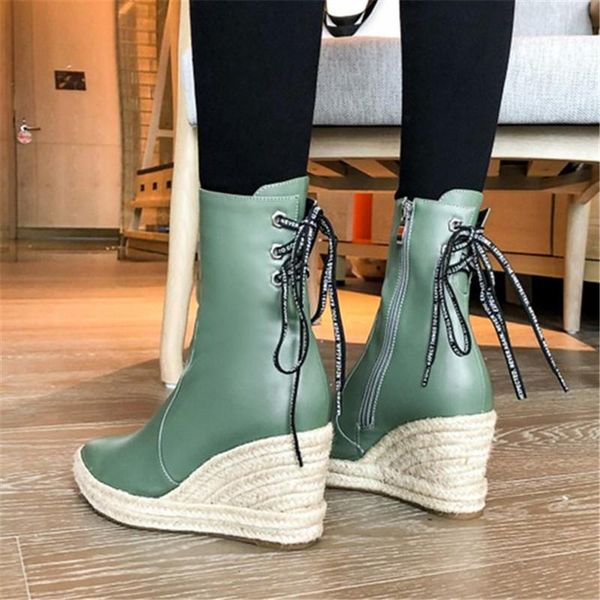 boots pxelena women ankle platform wedge high heels shoes black green zip back lace up party dress office lady plus size
boots pxelena women ankle platform wedge high heels shoes black green zip back lace up party dress office lady plus size