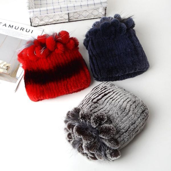 ladies new mink water woven hair from the korean fashion rabbit winter hat, Blue;gray