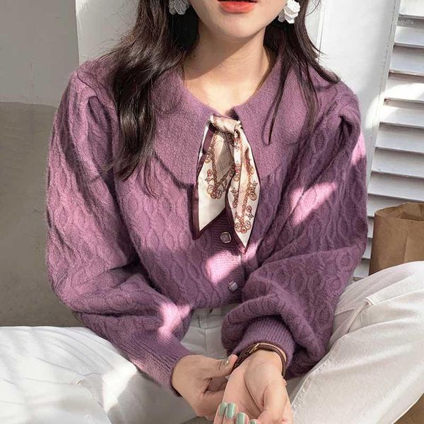 korean autumn winter purple turn down collar decorative pattern knitted cardigan sweaters women new fashion streetwear 20201, White
korean autumn winter purple turn down collar decorative pattern knitted cardigan sweaters women new fashion streetwear 20201, White