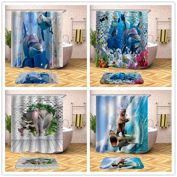 animal break wall 3d printed curtains for bathroom living room bedroom polyester fabric bath shower curtain washable with hooks
animal break wall 3d printed curtains for bathroom living room bedroom polyester fabric bath shower curtain washable with hooks