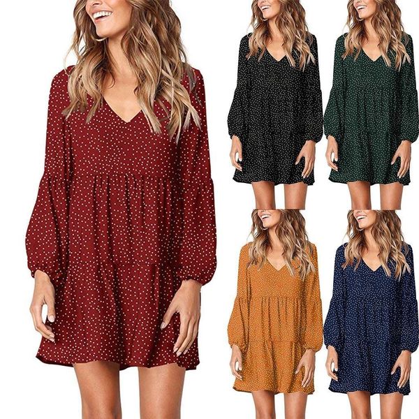 women dress casual dot v-neckline plus size mini dress short sleeve ruffle loose dot swing dress party vestido mujer s10, Black;gray
women dress casual dot v-neckline plus size mini dress short sleeve ruffle loose dot swing dress party vestido mujer s10, Black;gray