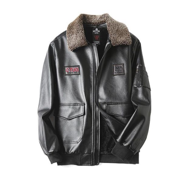 new style flight suit leather jacket male god fan live printing lapel zipper youth middle-aged, Black 
new style flight suit leather jacket male god fan live printing lapel zipper youth middle-aged, Black