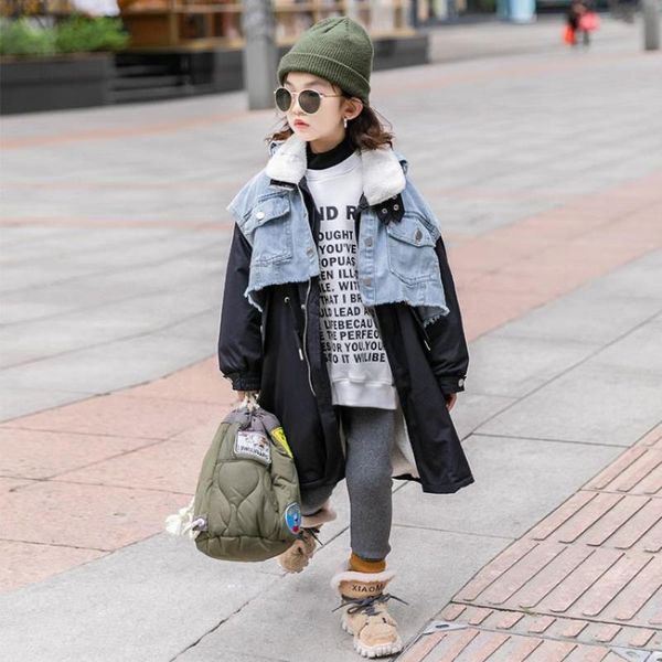 down coat spring winter patchwork denim coats girl plus velvet outerwear kids warm jacket children trench 4-14y ws1886, Blue;gray
down coat spring winter patchwork denim coats girl plus velvet outerwear kids warm jacket children trench 4-14y ws1886, Blue;gray