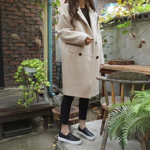 women's wool & blends thin blend coat women long sleeve turn-down collar outwear jacket casual autumn winter overcoat korean style1, Black
women's wool & blends thin blend coat women long sleeve turn-down collar outwear jacket casual autumn winter overcoat korean style1, Black