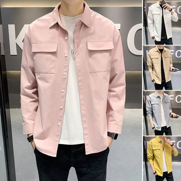 2020 autumn solid fashion trend men's long sleeve loose double pocket shirt multi color, White;black
2020 autumn solid fashion trend men's long sleeve loose double pocket shirt multi color, White;black