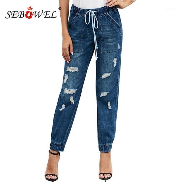 sebowel new woman's distress elastic drawstring pocketed jeans pants joggers blue/black female loose denim jean pants size s-xxl1
sebowel new woman's distress elastic drawstring pocketed jeans pants joggers blue/black female loose denim jean pants size s-xxl1