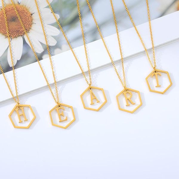 pendant necklaces hollow hexagon initial letter necklace for women stainless steel gold chain a-z alphabet pendants female jewelry gifts, Silver
pendant necklaces hollow hexagon initial letter necklace for women stainless steel gold chain a-z alphabet pendants female jewelry gifts, Silver