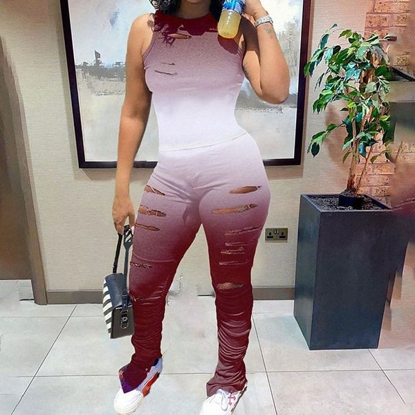 women's plus size set color gradient color block cut out print sleeveless crewneck streetwear daily going out polyester spring summer, Black 
women's plus size set color gradient color block cut out print sleeveless crewneck streetwear daily going out polyester spring summer, Black