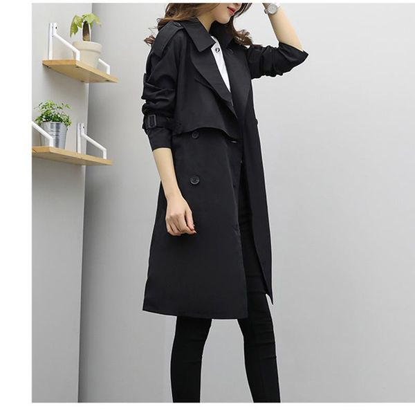 women's trench coats black windbreaker women long temperament slim coat spring autumn plus size loose casual overcoat ladies outwear, Tan;black
women's trench coats black windbreaker women long temperament slim coat spring autumn plus size loose casual overcoat ladies outwear, Tan;black