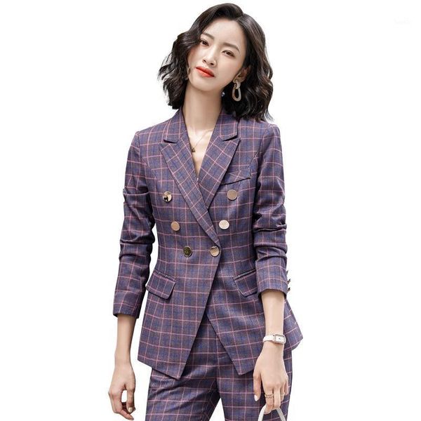 gray purple plaid women pant suit 2021 new korean style office ladies single breasted jacket blazer and trouser 2 piece set1, White
gray purple plaid women pant suit 2021 new korean style office ladies single breasted jacket blazer and trouser 2 piece set1, White