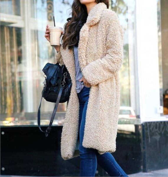 women's fur & faux autumn and winter imitation lapel pocket long sleeve ladies plush trench coat, Black
women's fur & faux autumn and winter imitation lapel pocket long sleeve ladies plush trench coat, Black