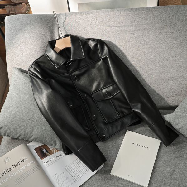 2021 spring leather jacket from women new skinny plutonium black biker single-breasted women's jackets tusp
2021 spring leather jacket from women new skinny plutonium black biker single-breasted women's jackets tusp
