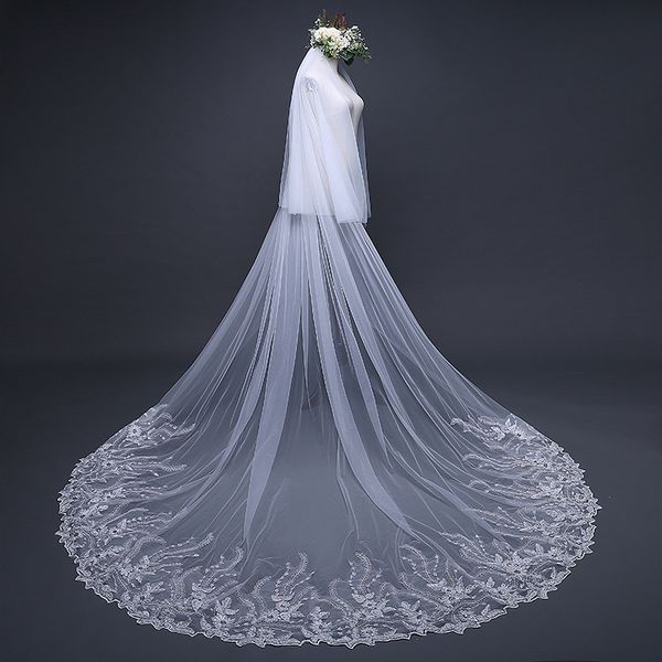 wholesales factory price luxury two layer bridal veils appliques lace edge white one layers long 3m wedding veil, Black
wholesales factory price luxury two layer bridal veils appliques lace edge white one layers long 3m wedding veil, Black