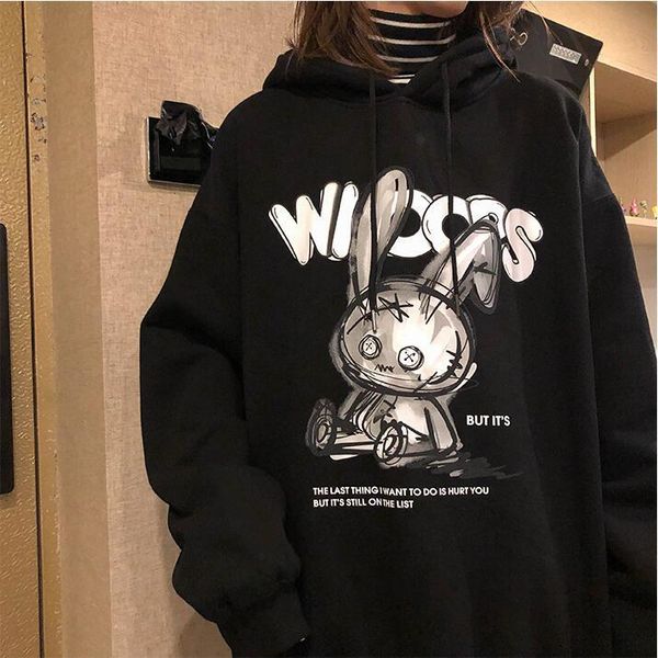 lkorean loose plush thickened hooded sweater 2020 new alphabet bear cartoon lazy coat women fashion, Black
lkorean loose plush thickened hooded sweater 2020 new alphabet bear cartoon lazy coat women fashion, Black
