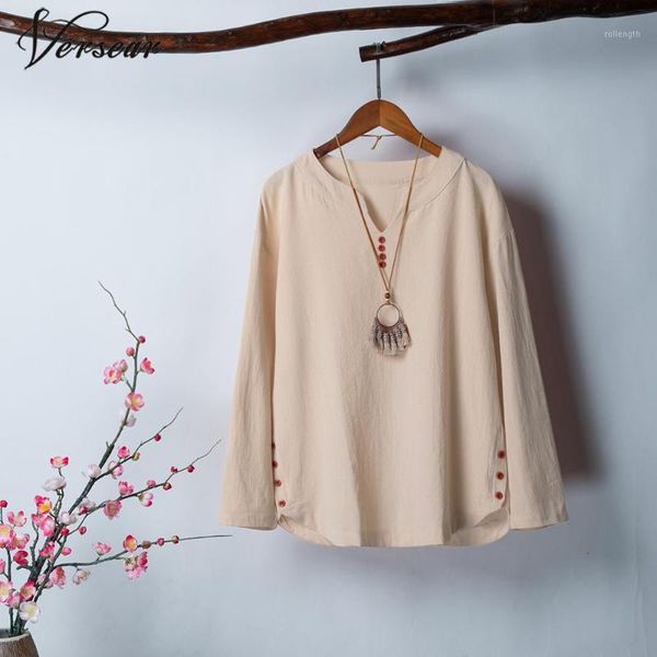 versear 2020 autumn women vintage blouse splicing baggy long blouse button v-neck long sleeve solid ladies plus size new1, White
versear 2020 autumn women vintage blouse splicing baggy long blouse button v-neck long sleeve solid ladies plus size new1, White