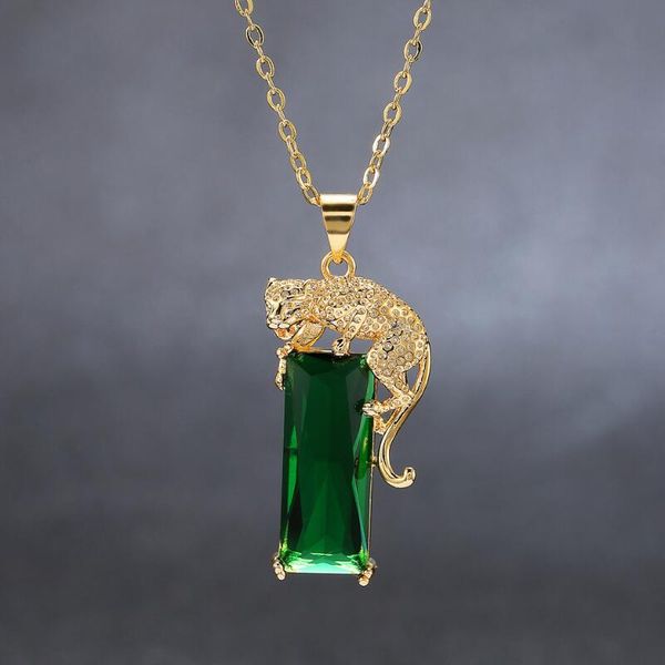 npkds vintage fashion square green zircon pendant necklace for women yellow gold color leopard animal necklaces anniversary gift, Silver
npkds vintage fashion square green zircon pendant necklace for women yellow gold color leopard animal necklaces anniversary gift, Silver