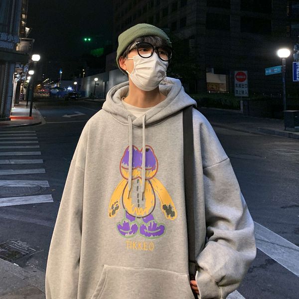 2020 new ulzzang plush thick frog hooded sweater men's autumn and winter fashionable couple coat, Black
2020 new ulzzang plush thick frog hooded sweater men's autumn and winter fashionable couple coat, Black